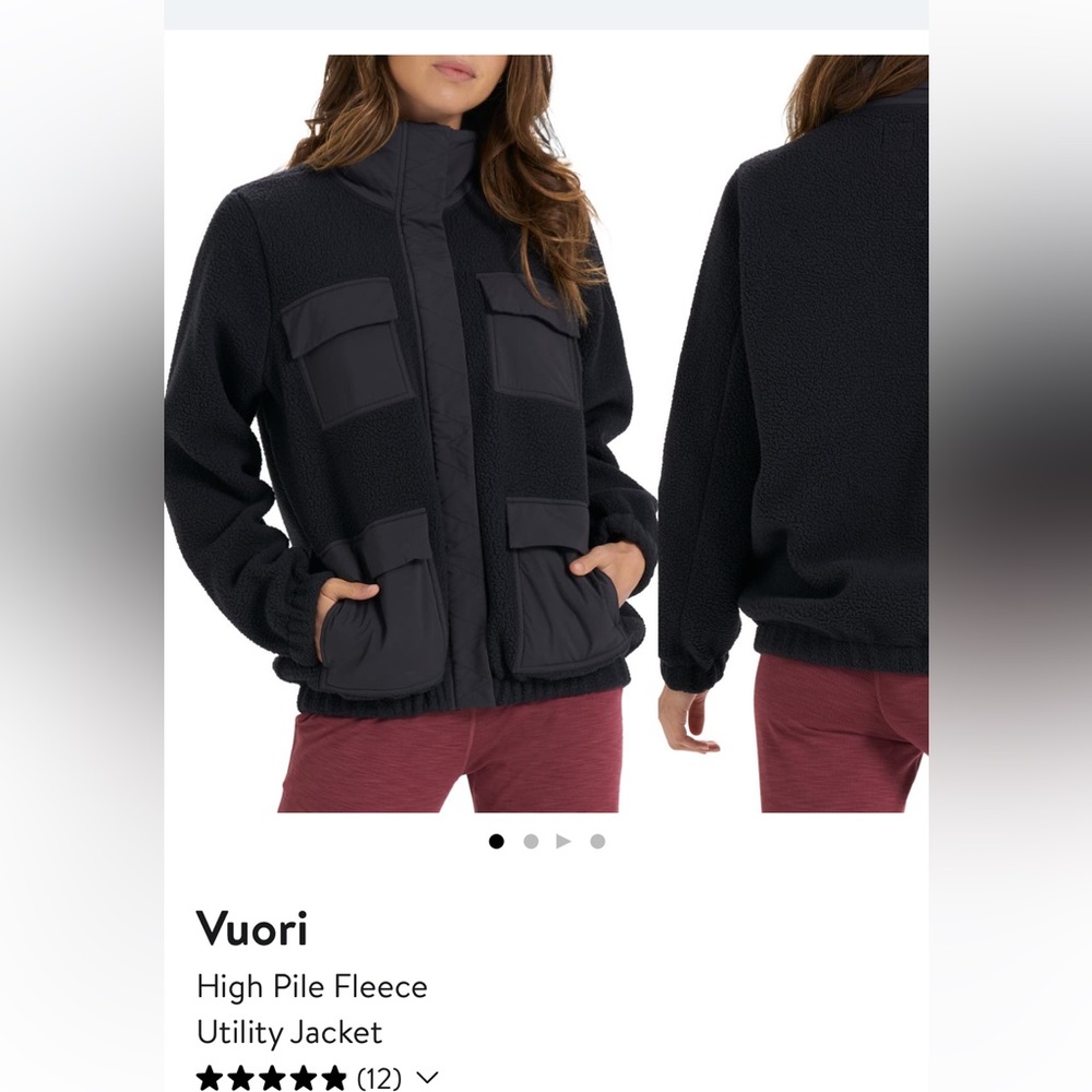 NWOT- Women’s Vuori fleece utility jacket - color black - size XS